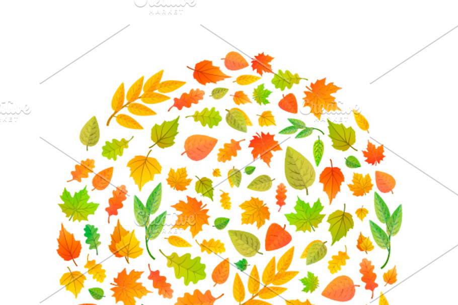 Autumn leaves in circle shape in Illustrations - product preview 8