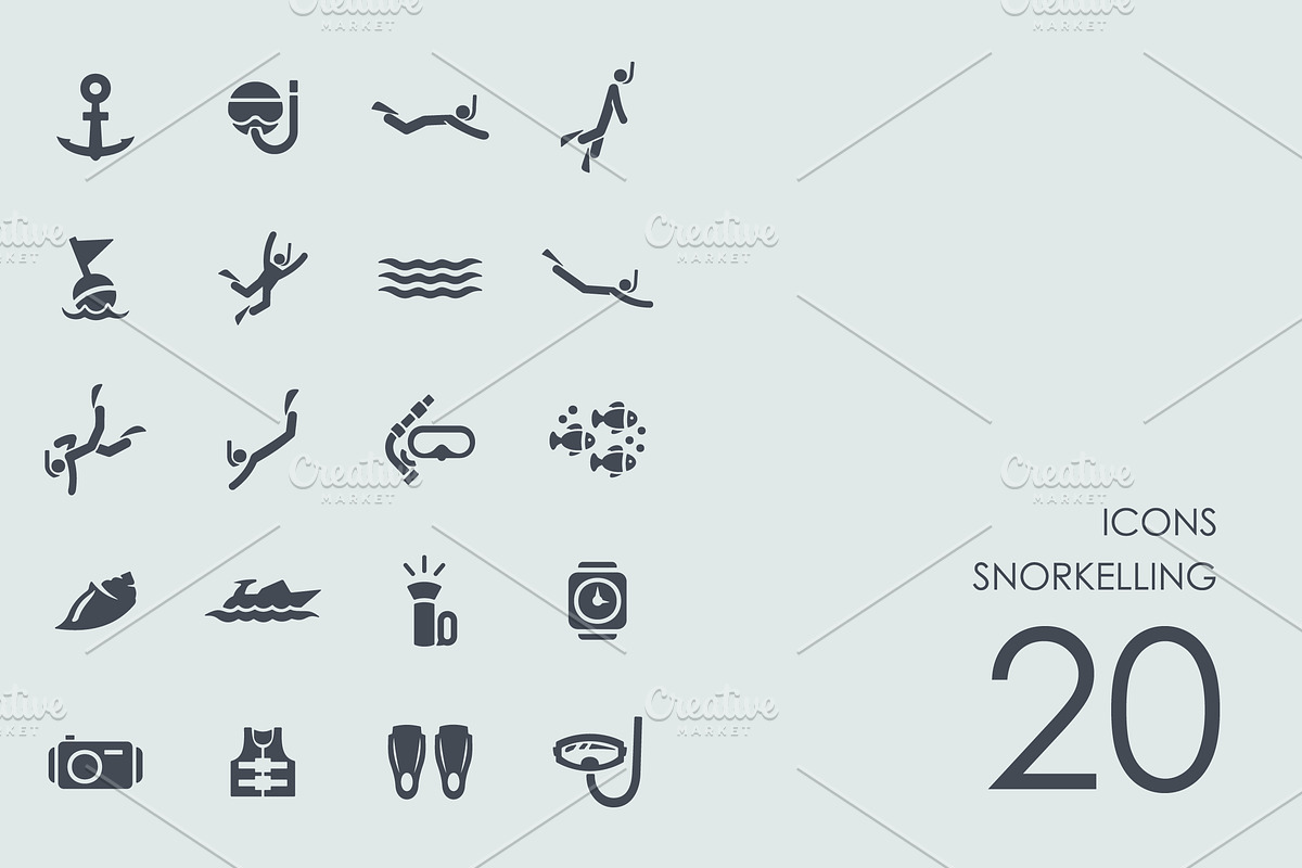 Snorkelling icons in Graphics - product preview 8