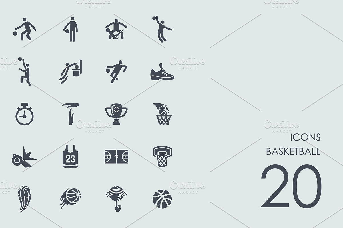 Basketball icons in Graphics - product preview 8