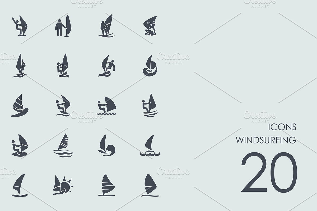 Windsurfing icons in Graphics - product preview 8