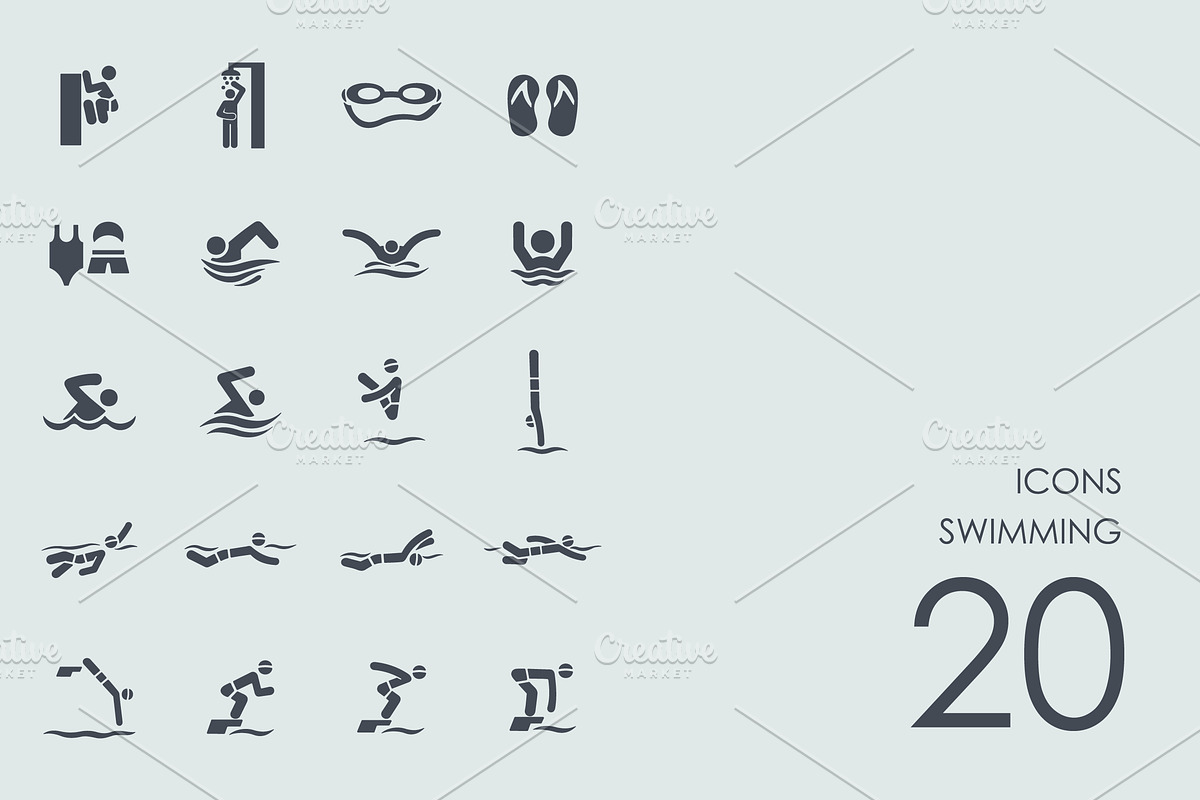 Swimming icons in Graphics - product preview 8