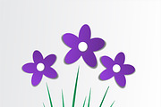 Purple flower vector with grass
