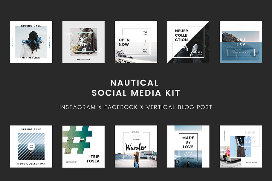 Nautical Social Media Kit_Keynote in Social Media Templates - product preview 8