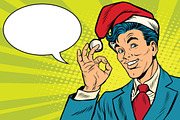 Christmas businessman OK gesture