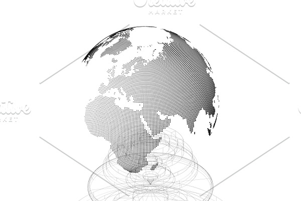 3D dotted world globes on white