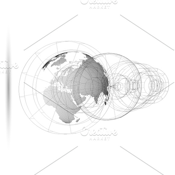 3D dotted world globes on white in Illustrations - product preview 1
