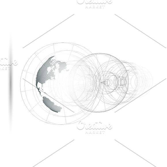 3D dotted world globes on white in Illustrations - product preview 8