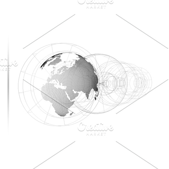 3D dotted world globes on white in Illustrations - product preview 9