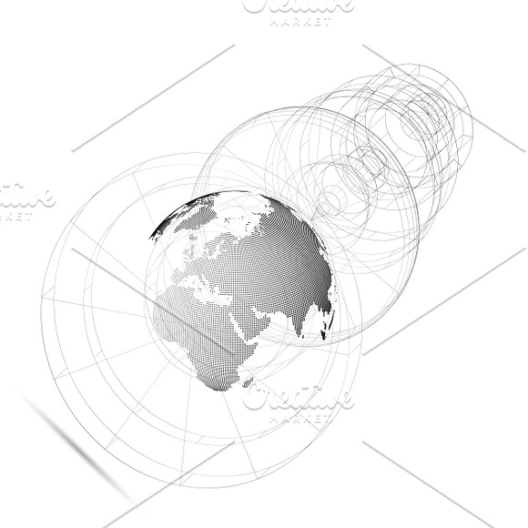 3D dotted world globes on white in Illustrations - product preview 10