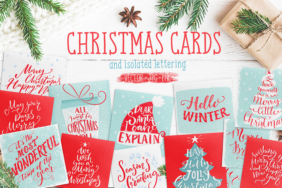 Christmas cards with hand lettering