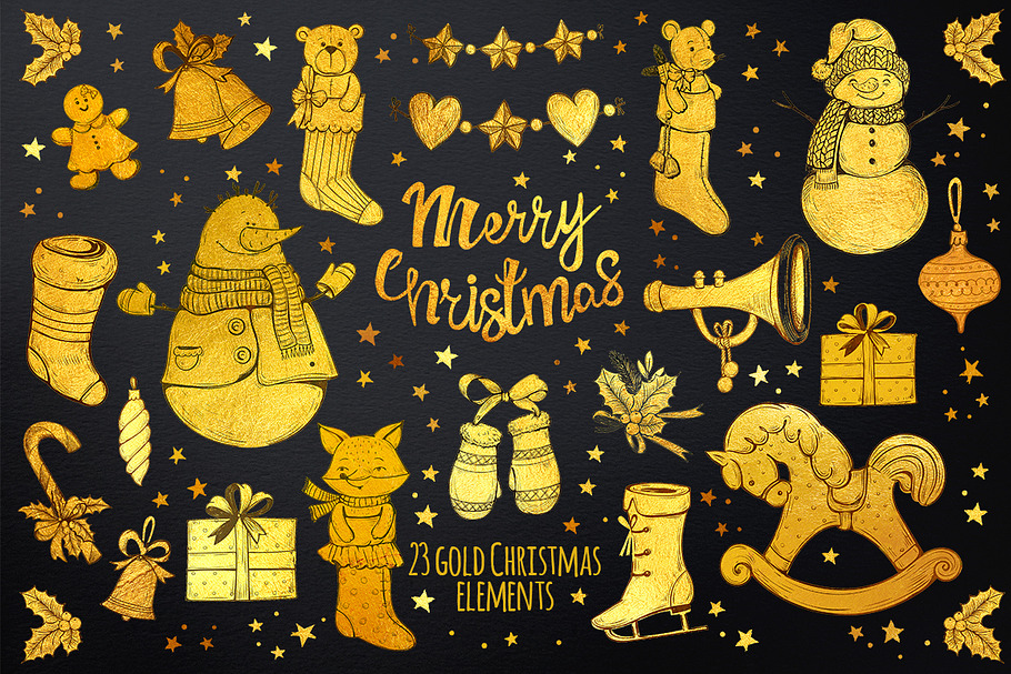 Christmas gold elements.