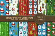 Hand-drawn Christmas digital paper 