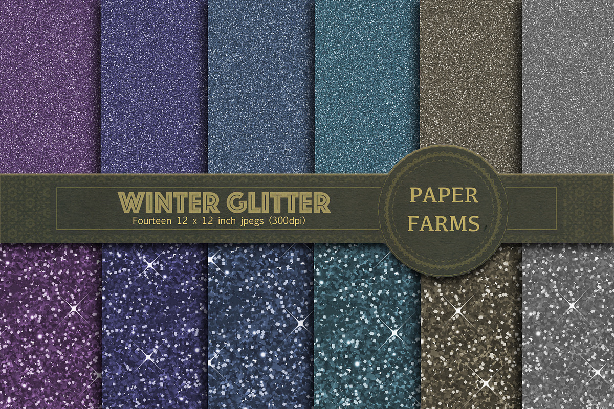 Winter glitter digital paper  in Patterns - product preview 8