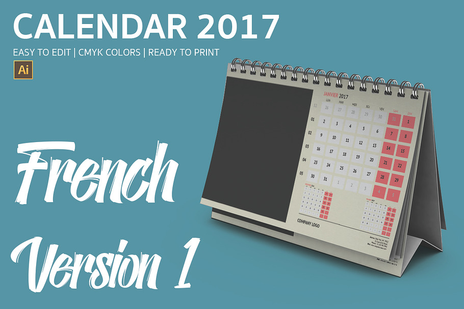 French Desk Calendar 2017 Version 1
