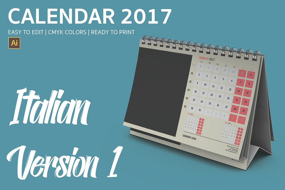 Italian Desk Calendar 2017 Version 1
