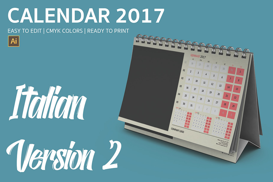 Italian Desk Calendar 2017 Version 2