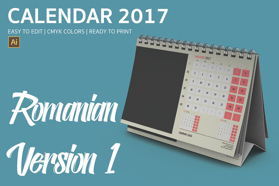 Romania Desk Calendar 2017 Version 1