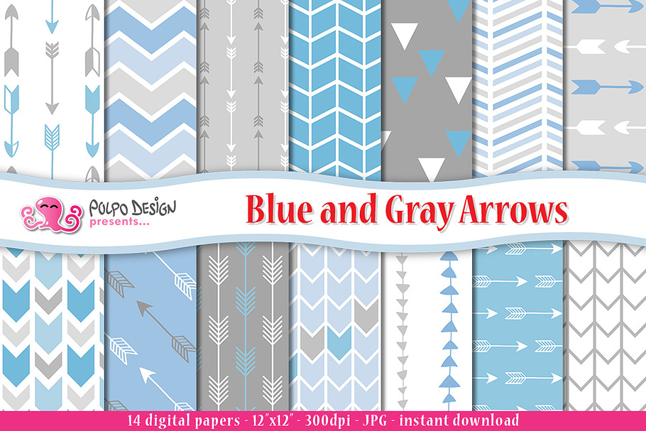 Blue and Gray Arrows Digital Paper