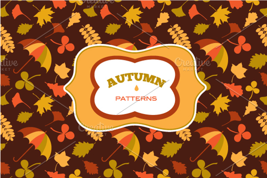 Vector autumn patterns set + frames