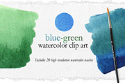 Blue-Green Watercolor Washes Clipart