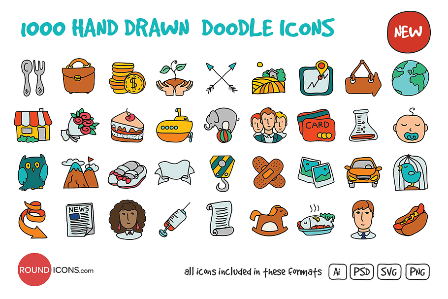 1000 Hand Drawn Doodle Icons
