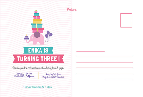 BIRTHDAY Invitation Postcard in Graphics - product preview 2
