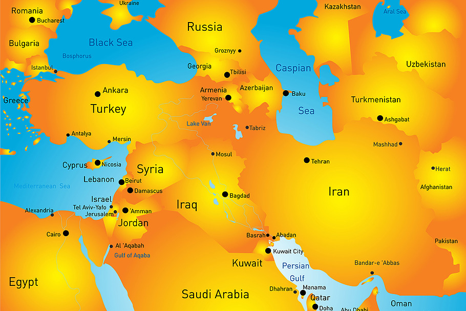 map of Middle East countries in Illustrations - product preview 8