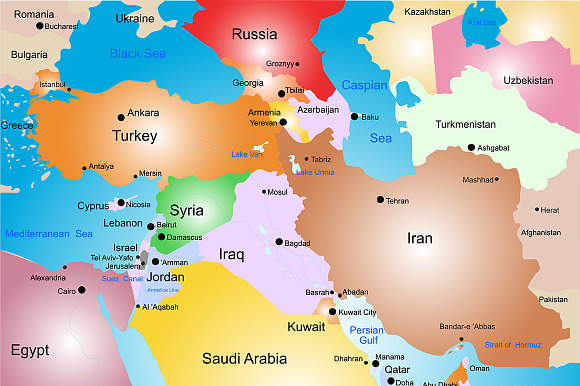 Middle-east vector color map in Illustrations - product preview 1