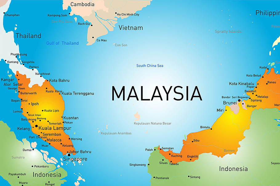 Vector map of Malaysia country in Illustrations - product preview 8