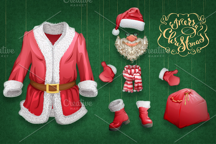 Set of Christmas accessories Santa