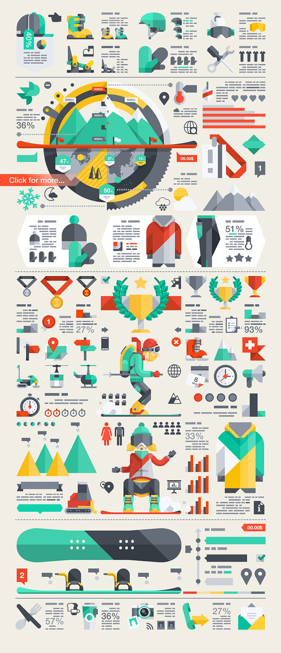 Ski &Snowboarding Infographic in Infographic Icons - product preview 1