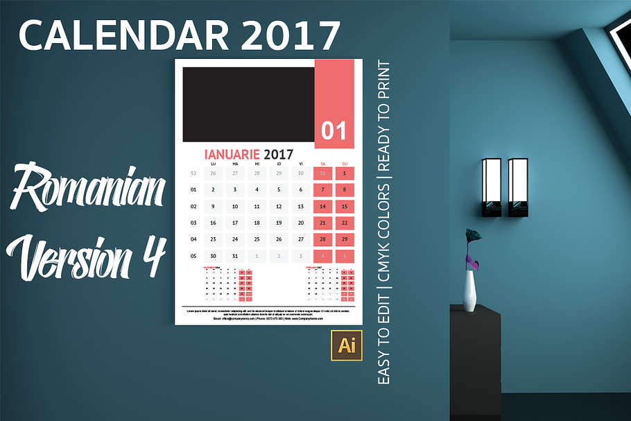 Romania Wall Calendar 2017 Version 4
