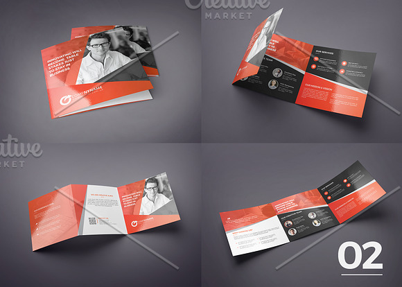 5 in 1 Square Tri-fold Brochure Set in Brochure Templates - product preview 2