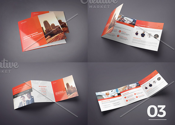 5 in 1 Square Tri-fold Brochure Set in Brochure Templates - product preview 3