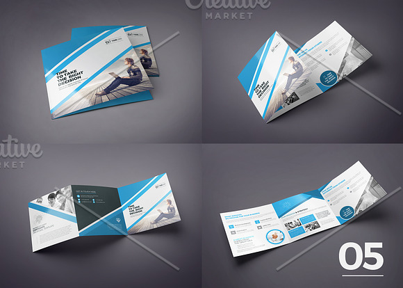 5 in 1 Square Tri-fold Brochure Set in Brochure Templates - product preview 5