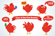 Fire Rooster Clipart and Vectors