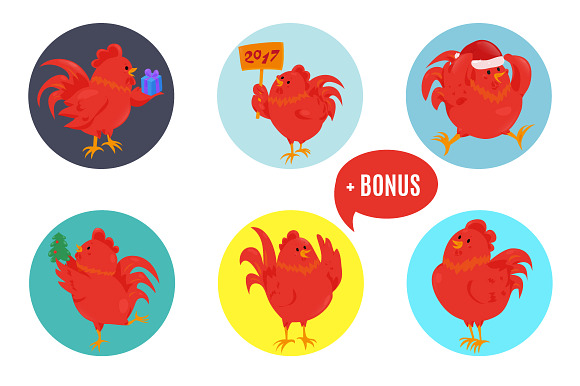 Fire Rooster Clipart and Vectors in Illustrations - product preview 4