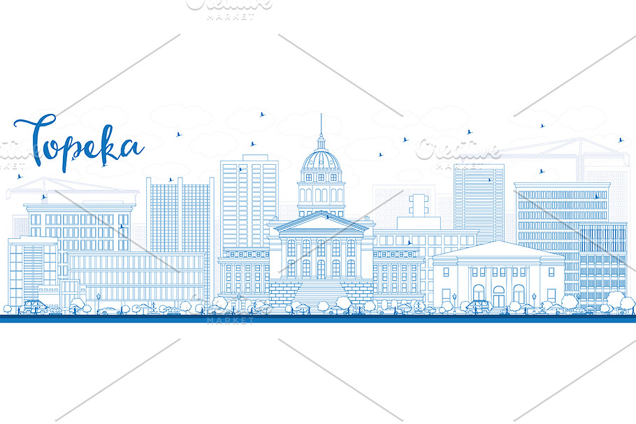 Outline Topeka Skyline in Illustrations - product preview 8