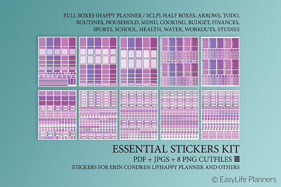 Purple Planner Stickers Printable in Stationery Templates - product preview 1