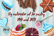 Big watercolor set for pastry