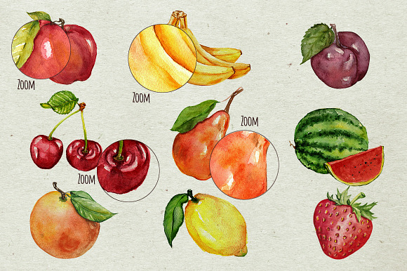 Watercolor fruit collection in Illustrations - product preview 2