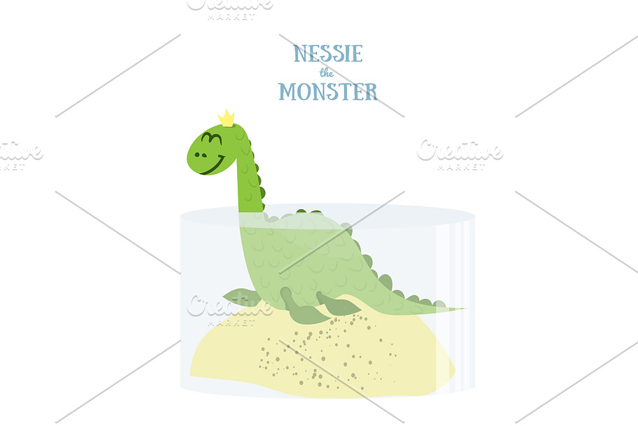 Nessie the monster. Flat vector 