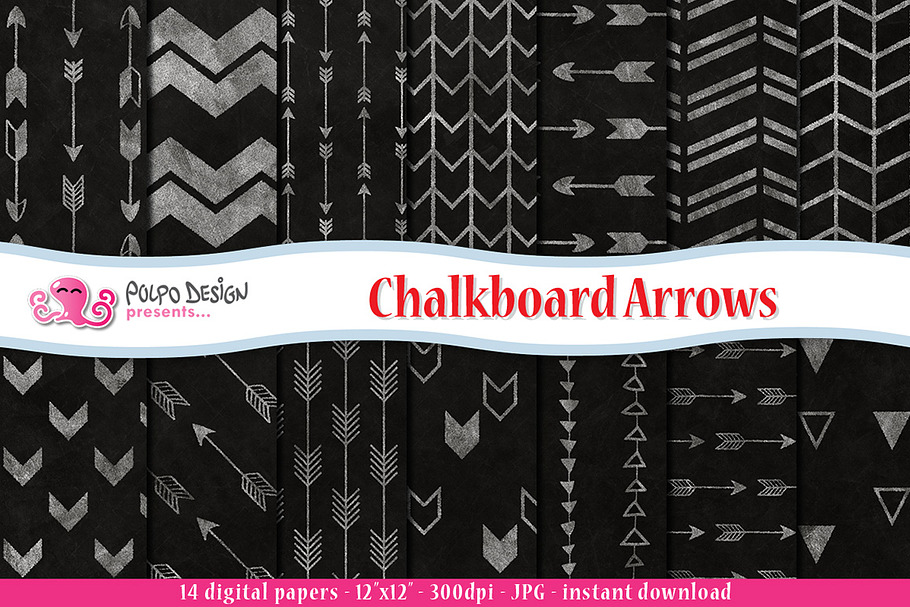 Chalkboard Arrows Digital Paper in Patterns - product preview 8