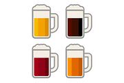  Glasses with Different Color Beers