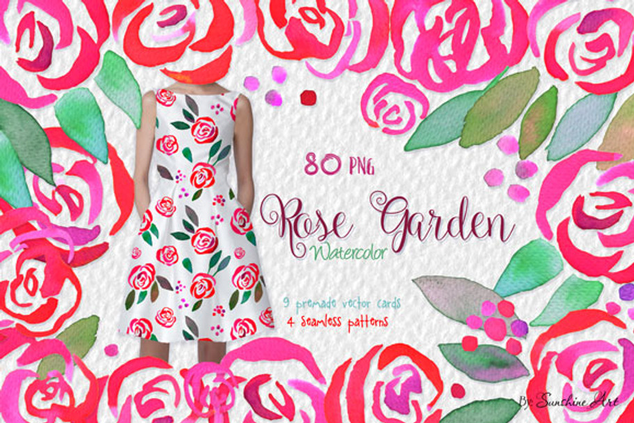 Rose Garden – Watercolor Clip Art in Illustrations - product preview 8