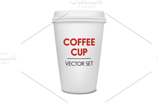 Paper coffee cup. Vector set.