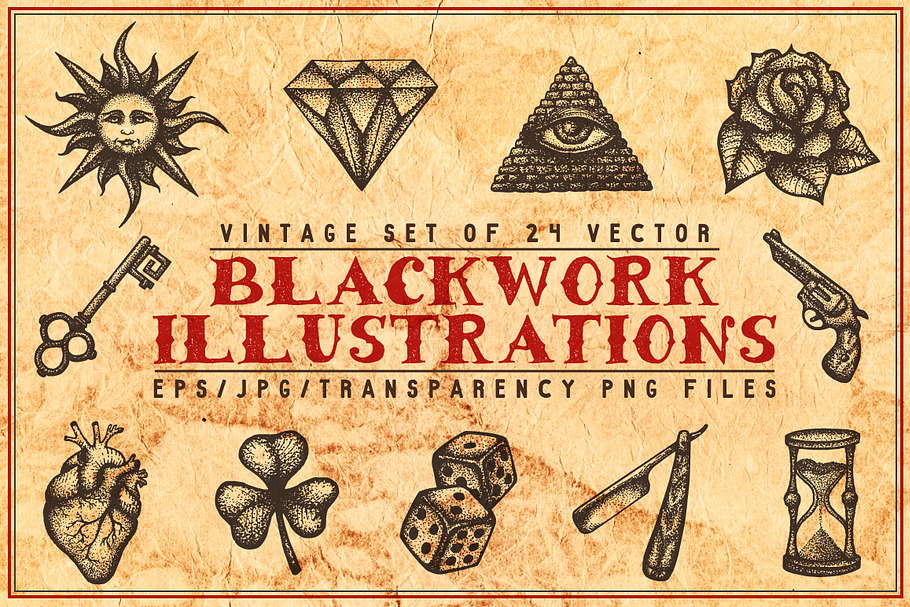 Blackwork Tattoo Illustrations in Illustrations - product preview 8