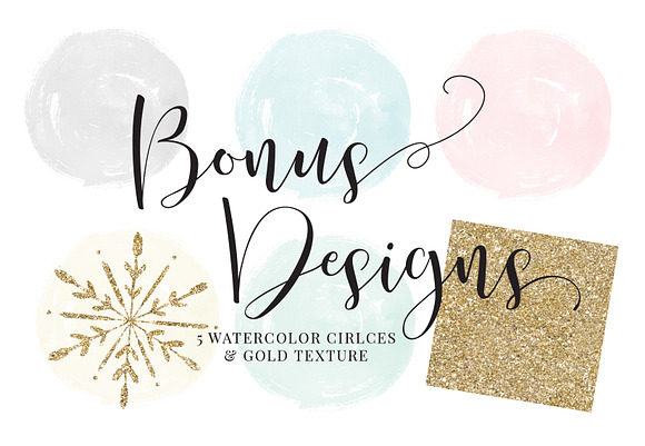 Gold Shimmer Snowflakes + BONUS in Illustrations - product preview 1