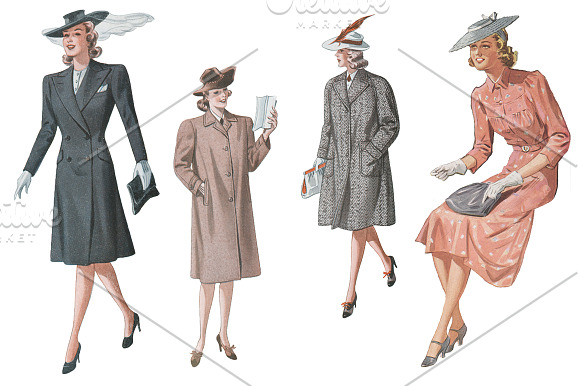 Vintage Women's Fashions in Illustrations - product preview 3