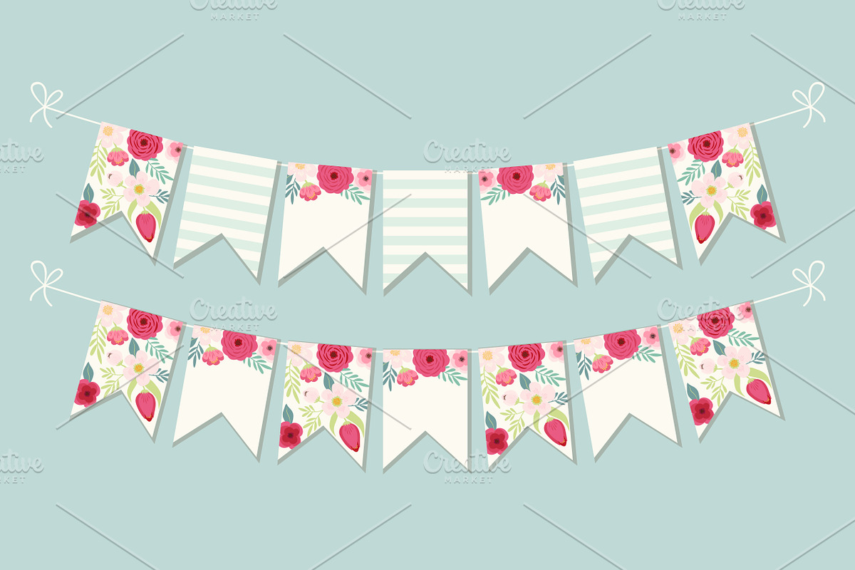 Vintage botanical bunting in Illustrations - product preview 8